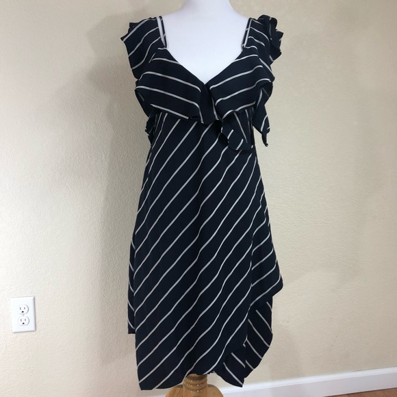 KENDALL+KYLIE Blue Pinstriped Ruffle Wrap Dress - Picture 2 of 6